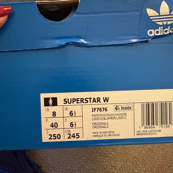 Like new women Adidas Superstar βBurgundyβ β Style IF7676 size 8 ! - Picture 11 of 11
